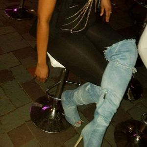 Thigh high jean boots